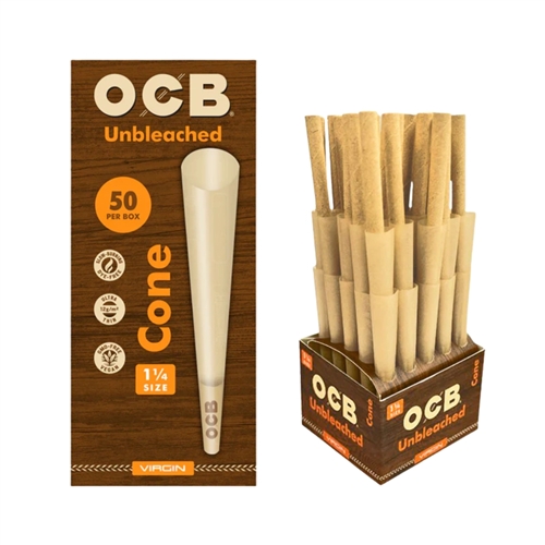OCB Unbleached Cones 1 1/4 - (50 per Box)