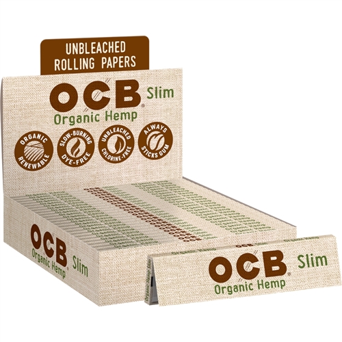 OCB  King Size Slim Organic Rolling Paper  Box-24