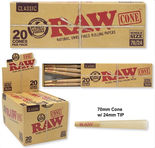 Raw Cones Classic 70mm/24mm  - 20 Count  12/Display