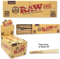 Raw Cones Classic 70mm/30mm  - 20 Count  12/Display