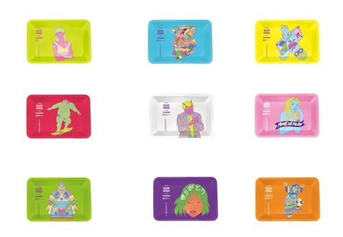 Quik Wikk Metal Rolling Trays With Japanese Art (7" x 5")