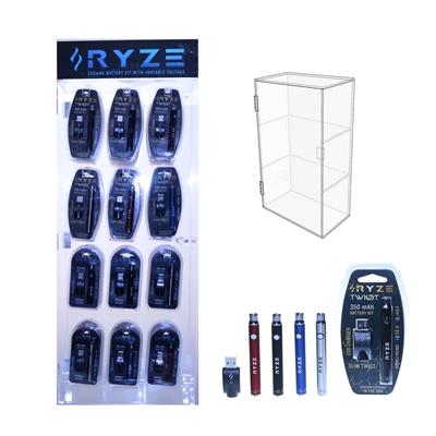 RYZE 350mAh Twist Variable Voltage 510  w/ USB Charger - 72 Count With Display