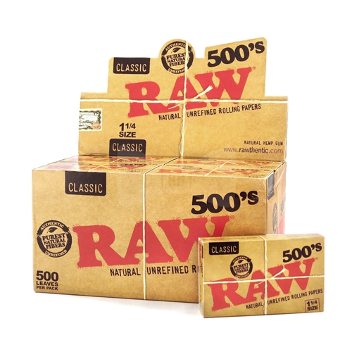 Raw Classic - Natural - 500's - 1 1/4 Size Rolling Paper Box-20