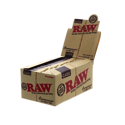 Raw Classic - Connoisseur - Classic- W/Tips - 1Â¼Size Rolling Paper