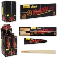 Raw Black Classic King size. Cones 20 Count. 12 Boxes per Display