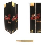 Raw Black Classic 1Â¼ size  Cones 75 Count.