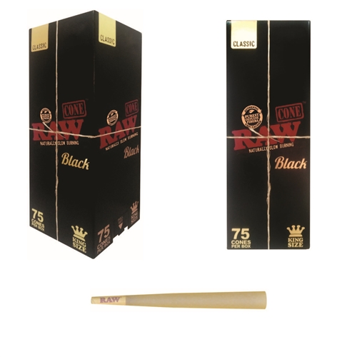 Raw Black Classic King size  Cones 75 Count.