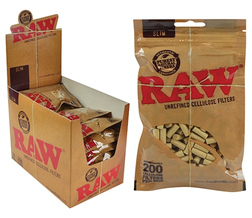 RAW SLIM CELLULOSE FILTER PLUGS (BAG/200 30/BOX)