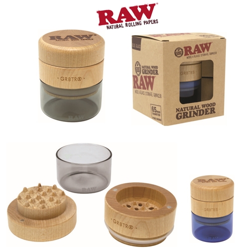 RAWÂ® 3pc Birch Wood Top Opaque with Glass Bottom Grinder