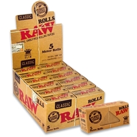 Raw 5 Meter King Size Slim Rolls Classic - Box of 24