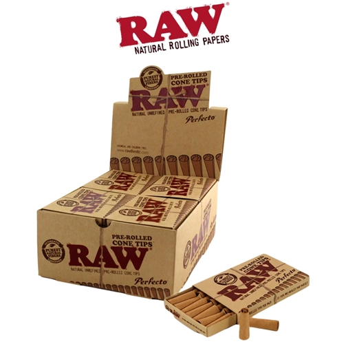 Raw Prerolled Cone Tips (Perfecto) Box-20