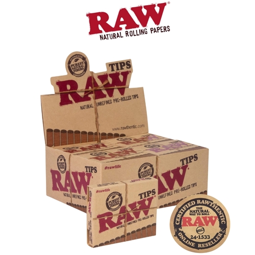 RawÂ® - Prerolled Tips - Unrefined - Box-20
