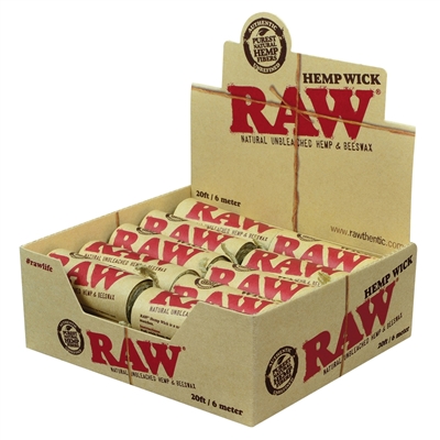 RAWÂ® - Hemp Wick 6 Meter (20ft) - Display of 20