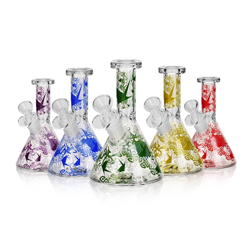 VAULT Glass 6" Mini Beaker Water Pipe â€“ Grapevine Design (14mm Bowl)