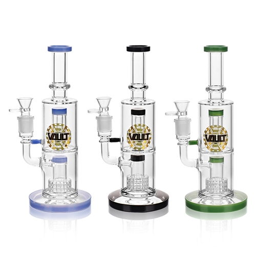 VAULT Glass 11" Water Pipe with Two Showerhead Percs