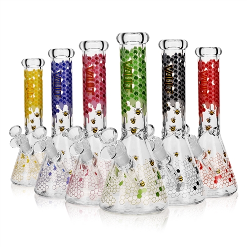 Vault 10" Beaker Glass Water Pipe with Beehive Decals â€“ 14mm