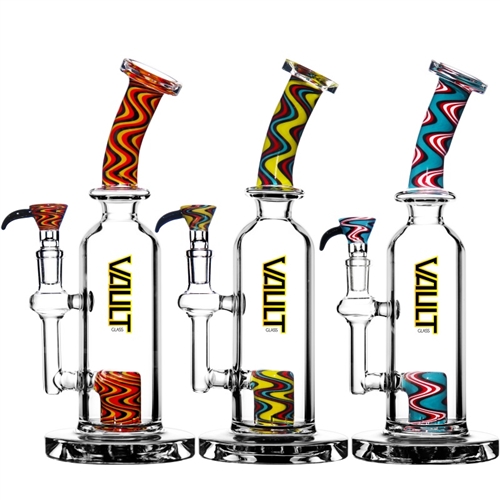 VAUTL Glass 9.5"  Worked Waterpipe with Matching Colors Perc (14mm)