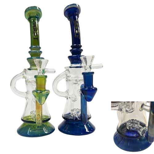 VAULT Glass Fumed Color Recycler with Showerhead Perculator 9.5" (14mm)