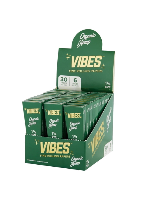 VIBES Cones Organic Hemp 1.25 6/30ct (Green)