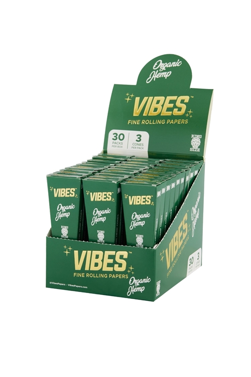 VIBES Cones Organic Hemp King Size 3/30ct (Green)