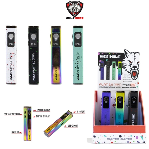 Wulf Flat Mini 2.0 - 400 mAh Cartridge Battery  by Yocan (9pk Display)