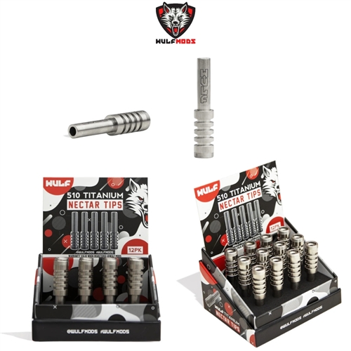 Wulf Glass  Titanium Threaded Nectar Collector Tips 12pk Display