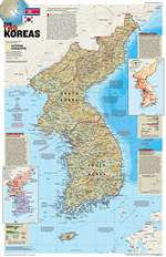 North Korea/South Korea, The Forgotten War, 2-Sided, Tubed by National Geographic Maps [no longer available]