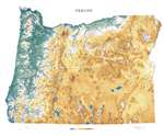 Oregon, Physical, Laminated Wall Map by Raven Maps [no longer available]