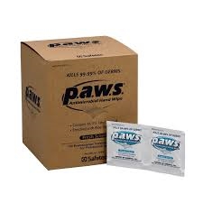 Antimicrobial Towelettes P.A.W.S.  Box of 100