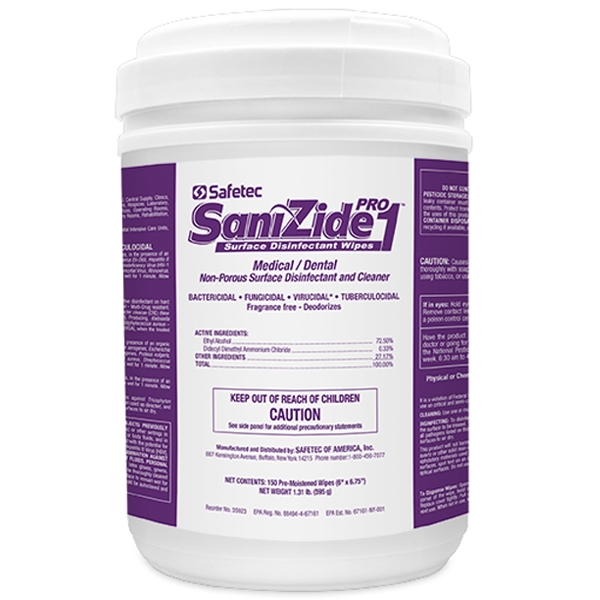 SaniZide Pro 1 Surface Disinfectant Tub of 150 Wipes