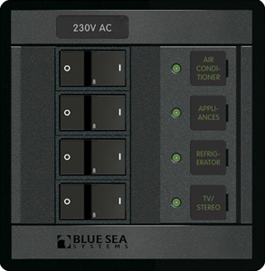 Blue Sea AC Branch 230V Rocker Circuit Breaker 360 Panel 4 Positions Square