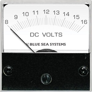Blue Sea 8028 DC Analog Micro Voltmeter, 2inch Face, 8-16 Volts DC