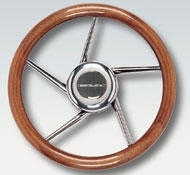 Uflex 5 Spoke Non-magnetic Stainless Steel Steering Wheel Mahogany Grip 13.8" DIA, V05