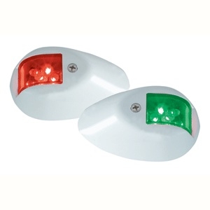 Perko LED Side Lights - Red/Green - 12V - White Epoxy Coated Housing 0602DP1WHT
