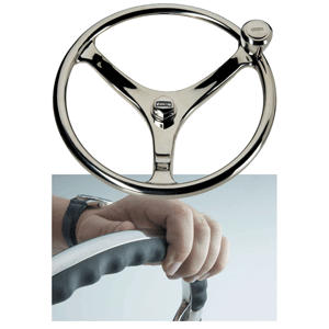 Edson 13" Stainless Steel Comfort Grip Steering Wheel with Powerknob