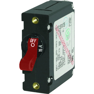 Blue Sea AC / DC Single Pole Magnetic World Circuit Breaker 15A Red 7209