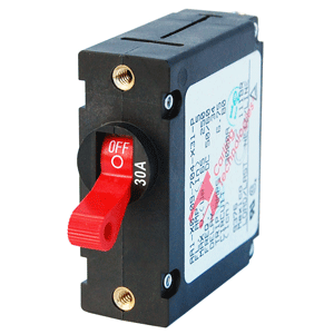 Blue Sea AC / DC Single Pole Magnetic World Circuit Breaker 30A Red 7221