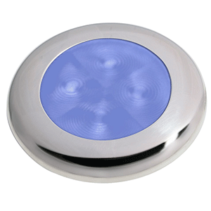 Hella Marine Slim Line LED 'Enhanced Brightness' Round Courtesy Lamp - Blue LED - Stainless Steel Bezel - 12VV