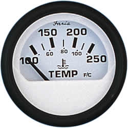 Faria Water Euro White Temperature Gauge, 100-250F 12904