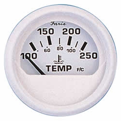 Faria Dress White Series Water Temp Gauge, 100-250F 13110