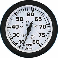 Faria Euro White Speedometer, 80 MPH 32910