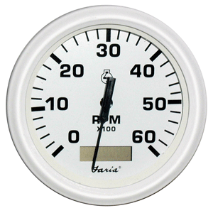 Faria Dress White Series Tachometer/Hour meter, 6000 RPM Gas Inboard 33132