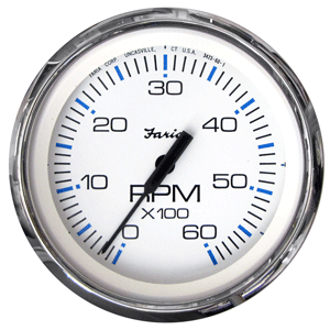 Faria Chesapeake White Stainless Steel Tachometer, 6000 Gas Inboard & I/O Engine 33807