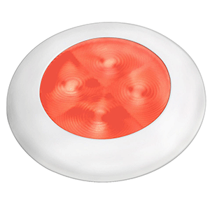 Hella Slim Line Round Courtesy Lamp Red, White Plastic Rim, 980507241