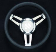 Uflex Foscari Steering Wheel Vinyl Chrome Hub Black 13.8" Dia
