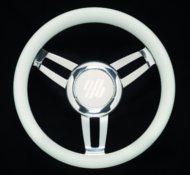 Uflex Foscari Steering Wheel Vinyl Chrome Hub White 13.8" Dia
