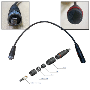 Furuno RJ45 to HUB102 Cable 0.5M Waterproof RJ45 (M) to RJ45 Adapter, WRJ-ADP-05M