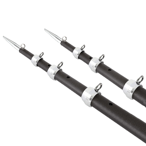 Tigress 15' XD 3K Carbon Fiber Telescoping Outrigger Poles - Matte Black/Silver - Pair