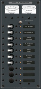 Blue Sea 8082 Circuit Breaker Panel DC 10 Pos Voltmeter/Ammeter