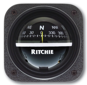 Ritchie V-537 Explorer Compass, Bulkhead Mount, Black Dial